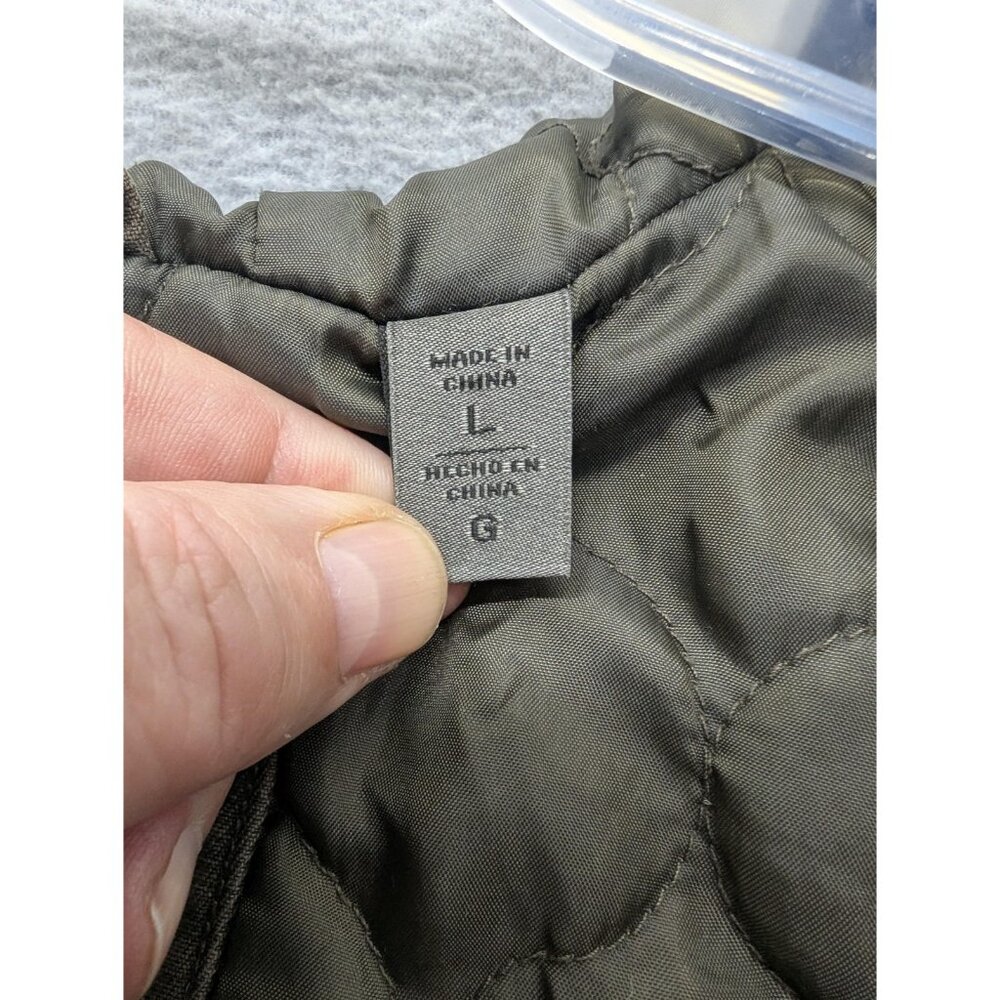 Levis Jacket Mens Large Green Hooded Quilted Canvas Parka Zip Pockets Lined - Picture 11 of 13